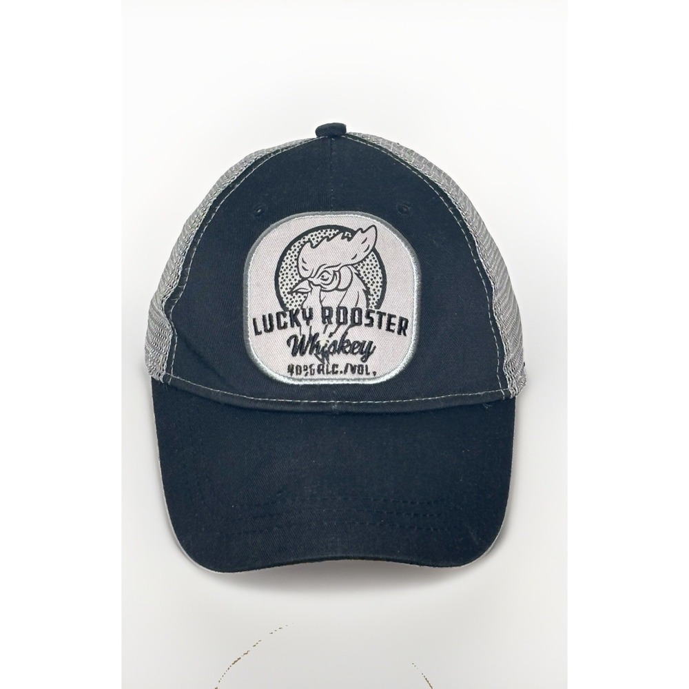 Vintage Lucky Rooster Whiskey Trucker Hat- Mesh Back, Adj. Snapback